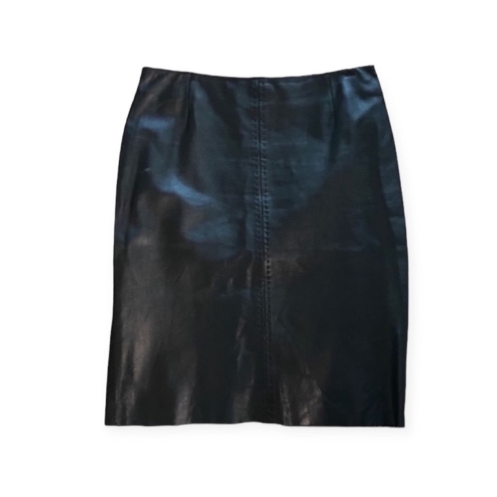 Vintage 90s / Y2K Casual Corner Genuine Black Leather Skirt size women’s medium